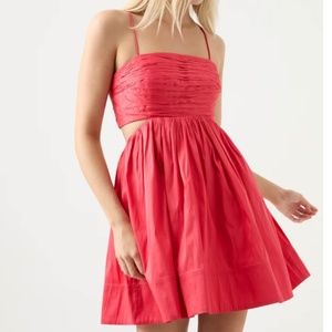 Aje Liza Ruched Baby Doll Dress in Rouge Pink Size 4